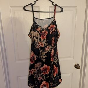 Spooky Floral Black and Red Spaghetti Strap Dress